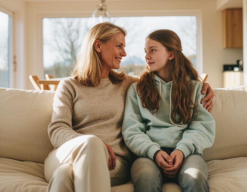 Parent and teenager together