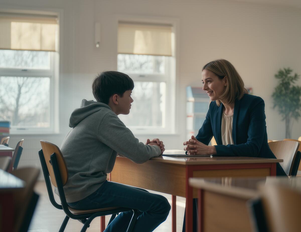 Careers counsellor with student